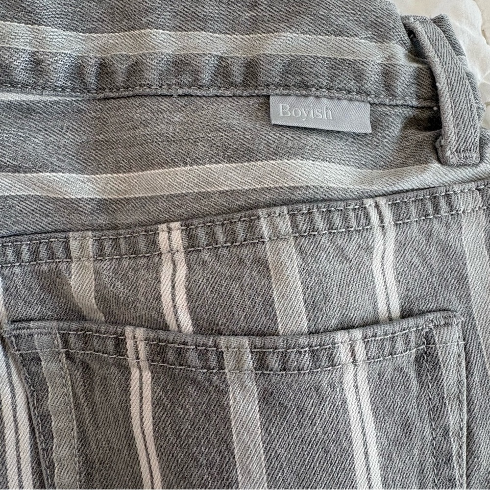 Boyish Tommy Jeans in Devil Is A Woman Gray Striped Cropped Straight, Size 28 - Picture 13 of 16